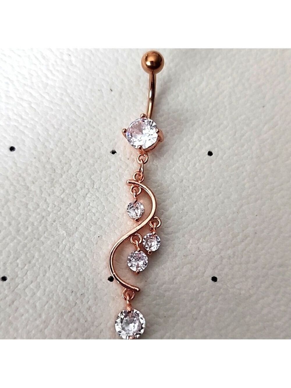 14 G SURGICAL STEEL   BELLY BUTTON Sim Diamond ROSE GOLD